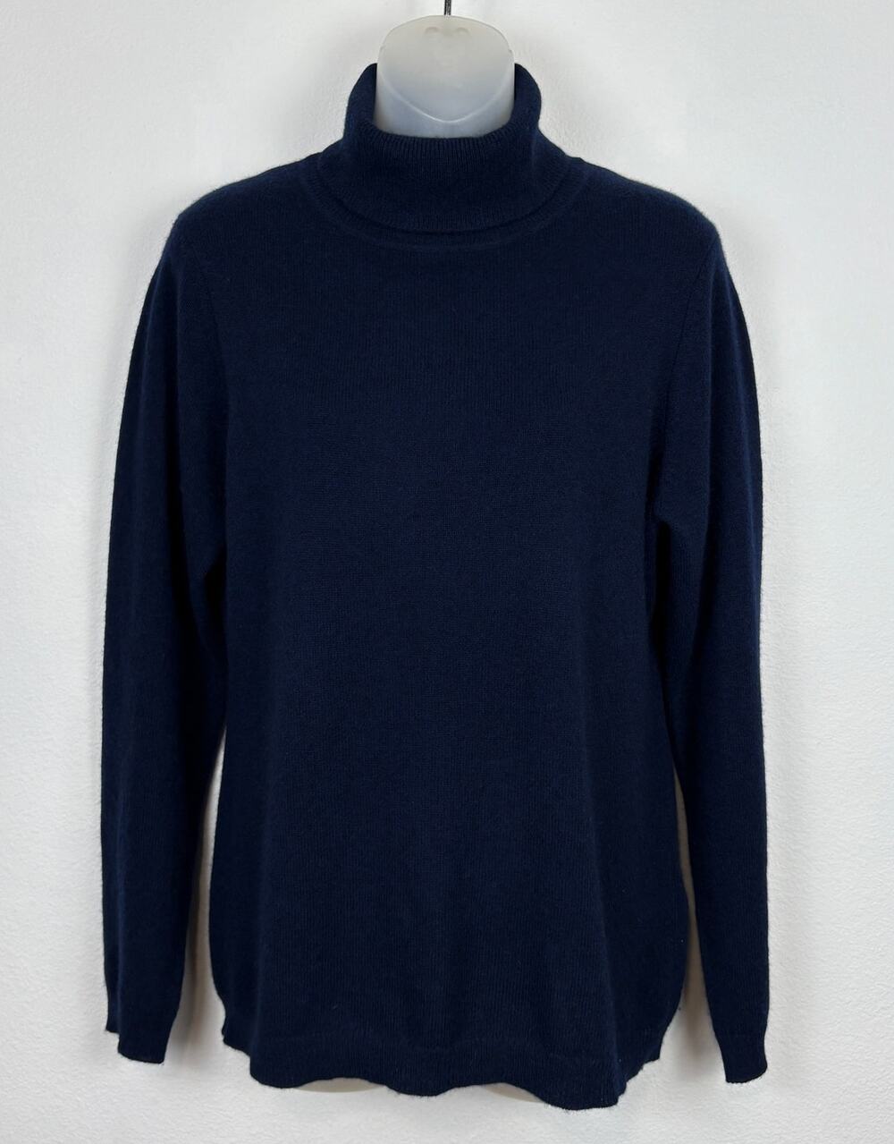 Charter Club Luxury Macy's 100% Cashmere Turtleneck Sweater Dark Navy Blue L